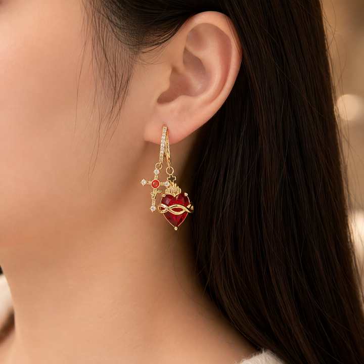 Sacred Heart Drop Earrings