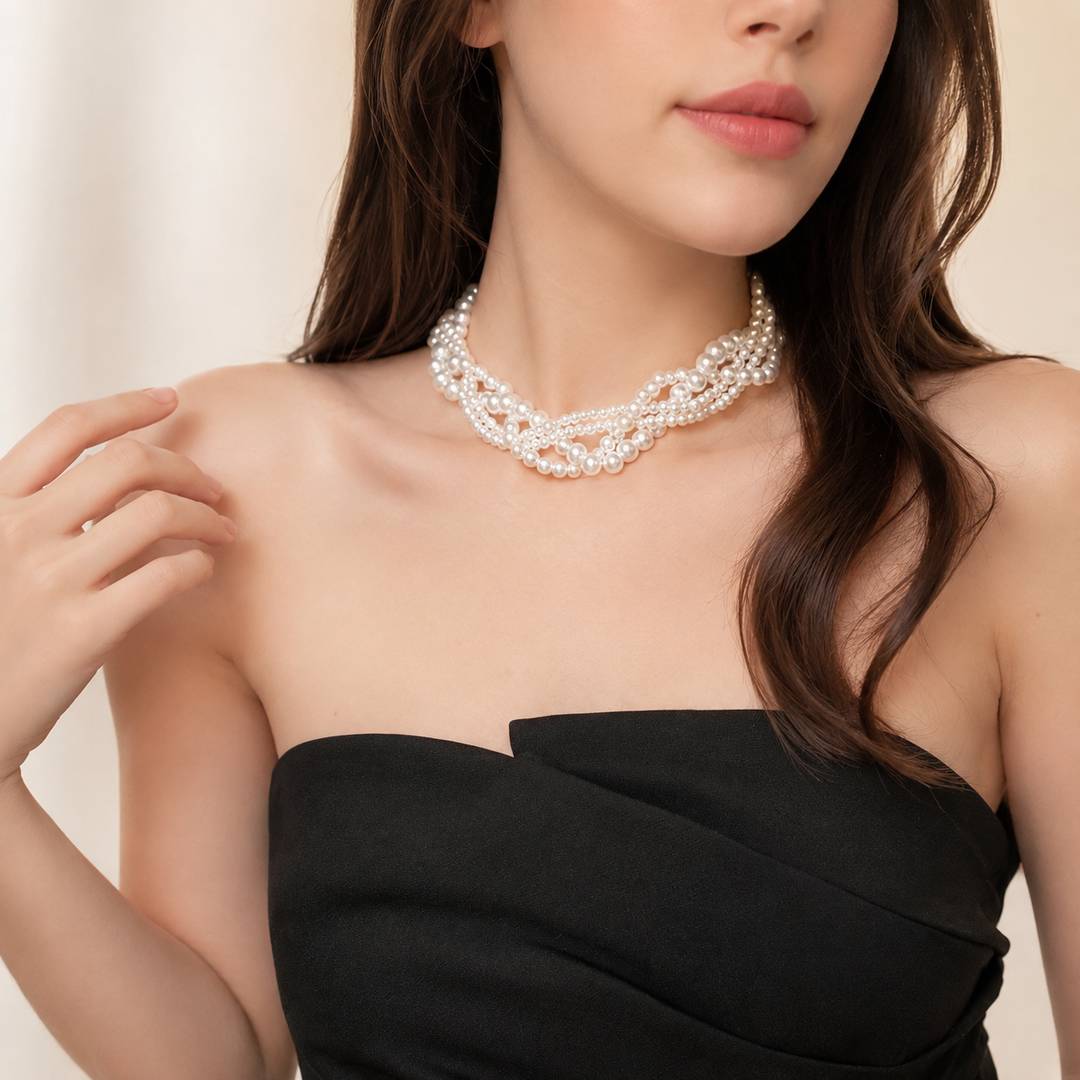 Layered Pearl Statement Necklace