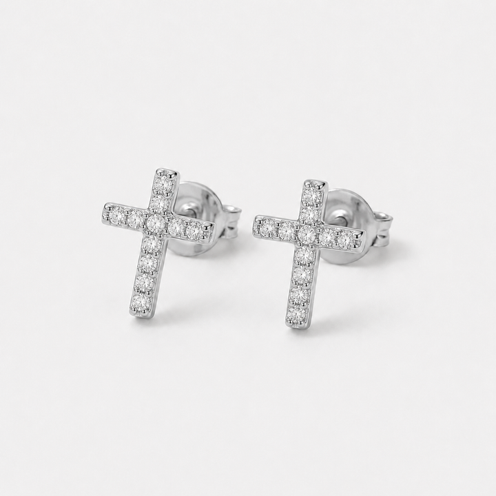 Pavé Cross Stud Earrings