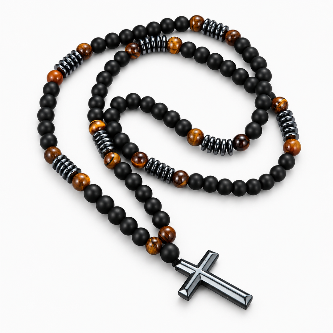 Faith &amp; Strength Cross Bead Necklace