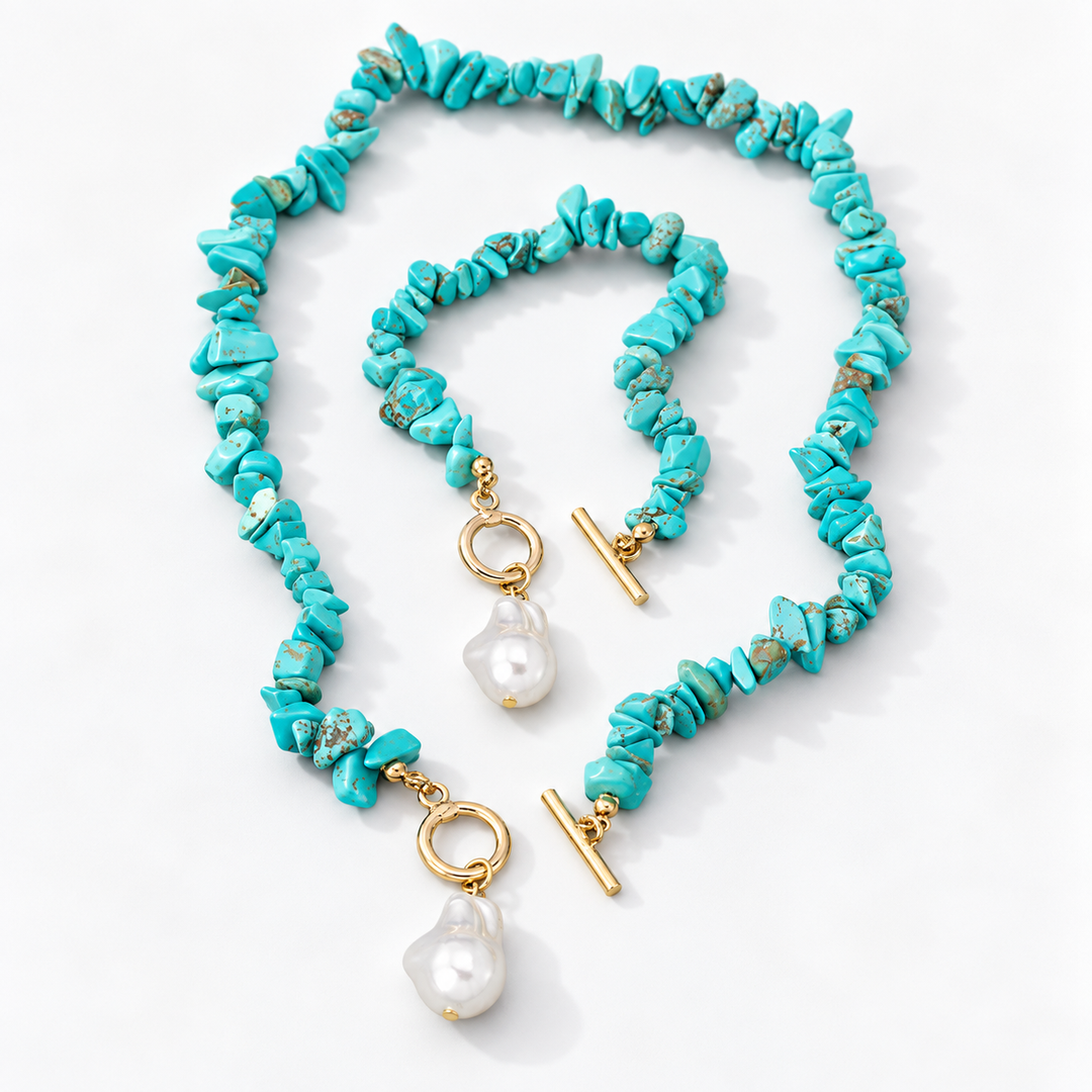 Coastal Blue Pearl Jewelry Set