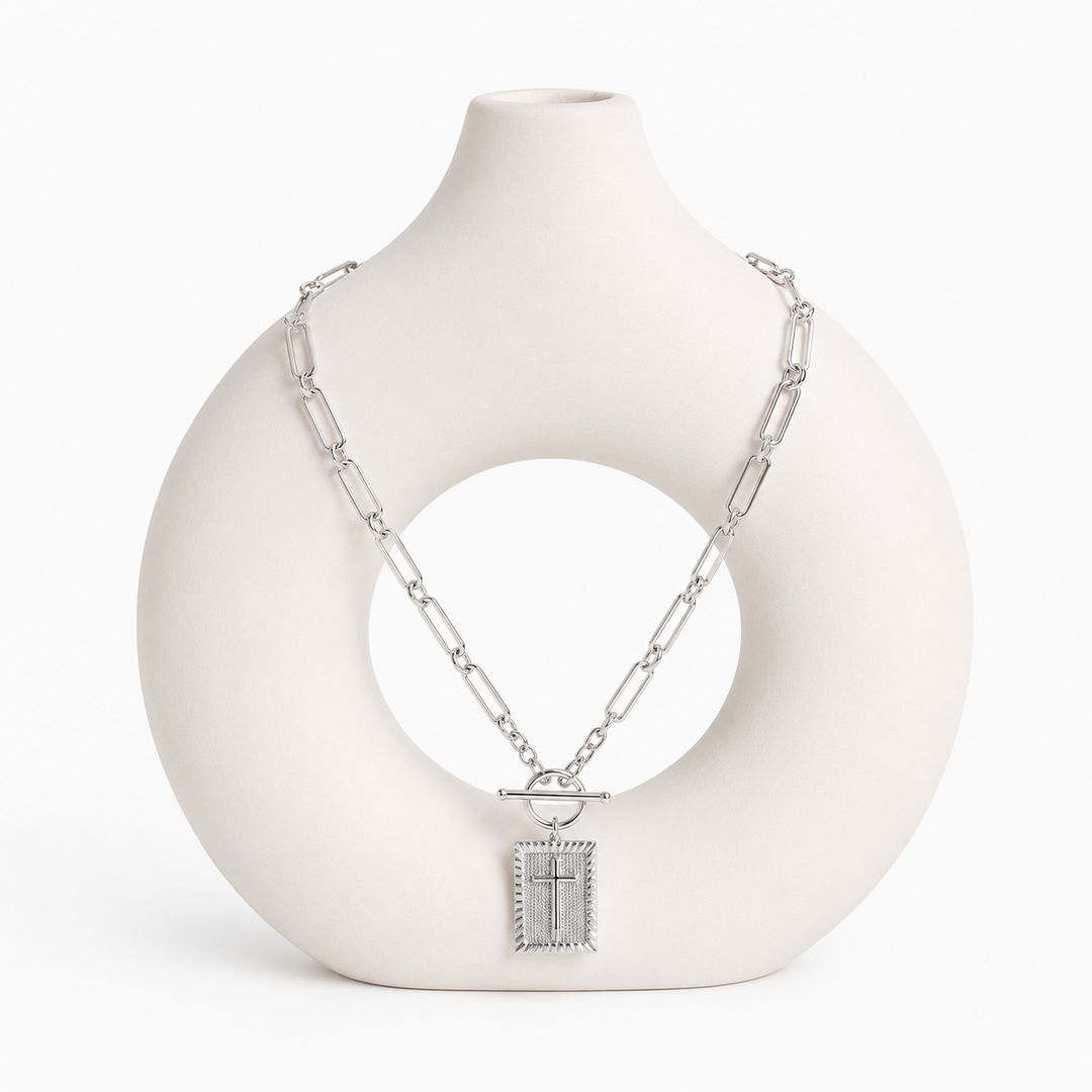 Cross Pendant Toggle Chain Necklace