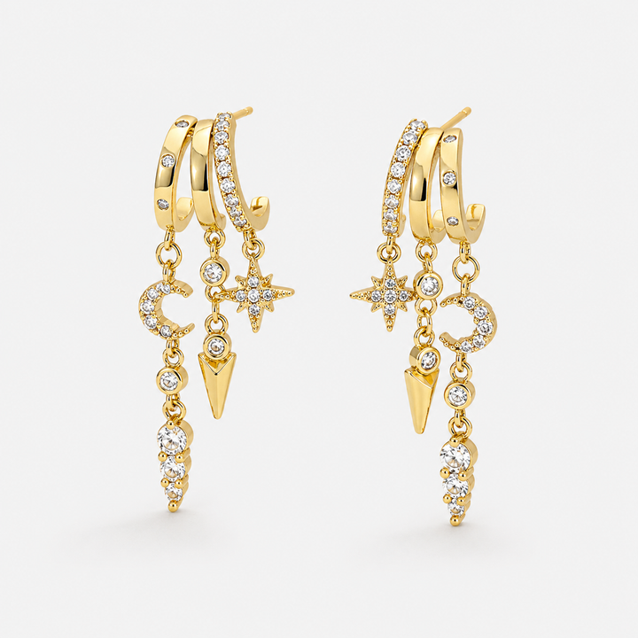 Celestial Tassel Huggie Earrings