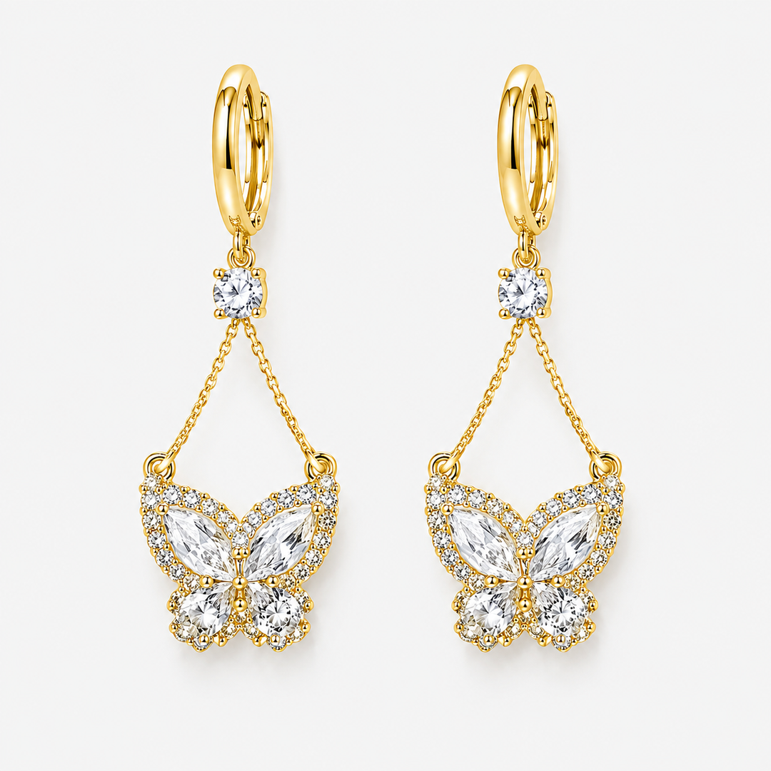 Butterfly Zircon Drop Earrings