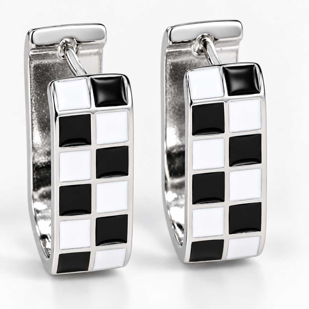 Vintage Checker Huggie Earrings