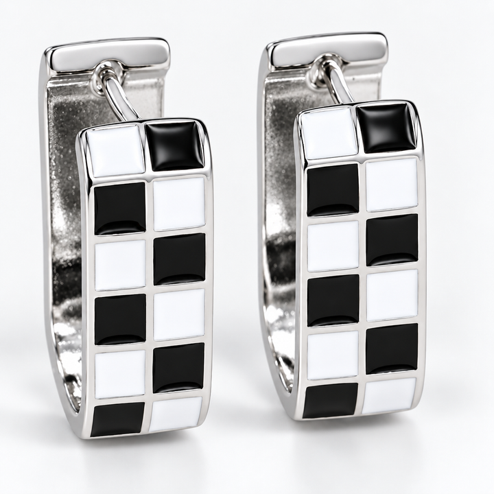 Vintage Checker Huggie Earrings