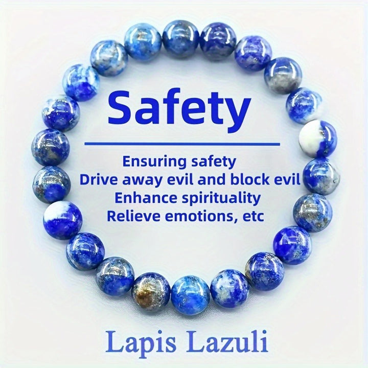 Lapis lazuli bracelet with printed text