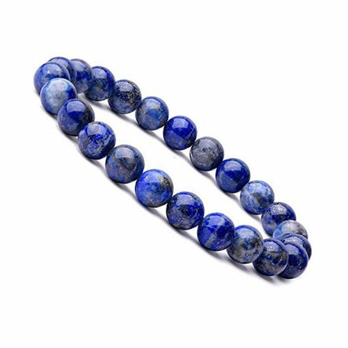 Polished lapis lazuli round bead bracelet